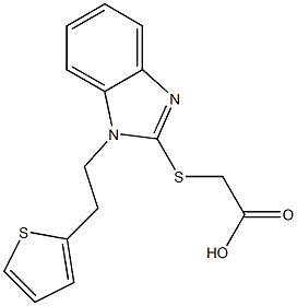 2-({1-[2-(thiophen-2-yl)ethyl]-1H-1,3-benzodiazol-2-yl}sulfanyl)acetic acid Struktur