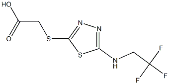 2-({5-[(2,2,2-trifluoroethyl)amino]-1,3,4-thiadiazol-2-yl}sulfanyl)acetic acid Struktur