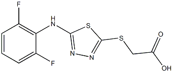 2-({5-[(2,6-difluorophenyl)amino]-1,3,4-thiadiazol-2-yl}sulfanyl)acetic acid Struktur