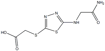 2-({5-[(carbamoylmethyl)amino]-1,3,4-thiadiazol-2-yl}sulfanyl)acetic acid Struktur