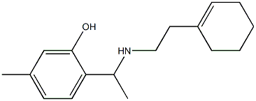 2-(1-{[2-(cyclohex-1-en-1-yl)ethyl]amino}ethyl)-5-methylphenol Struktur