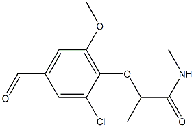 2-(2-chloro-4-formyl-6-methoxyphenoxy)-N-methylpropanamide Struktur