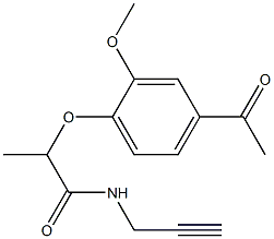 2-(4-acetyl-2-methoxyphenoxy)-N-(prop-2-yn-1-yl)propanamide Struktur