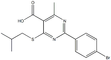 2-(4-bromophenyl)-4-(isobutylthio)-6-methylpyrimidine-5-carboxylic acid Struktur