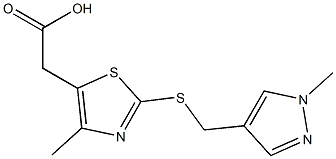 2-(4-methyl-2-{[(1-methyl-1H-pyrazol-4-yl)methyl]sulfanyl}-1,3-thiazol-5-yl)acetic acid Struktur