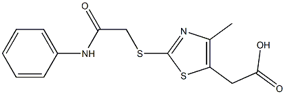 2-(4-methyl-2-{[(phenylcarbamoyl)methyl]sulfanyl}-1,3-thiazol-5-yl)acetic acid Struktur