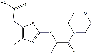 2-(4-methyl-2-{[1-(morpholin-4-yl)-1-oxopropan-2-yl]sulfanyl}-1,3-thiazol-5-yl)acetic acid Struktur