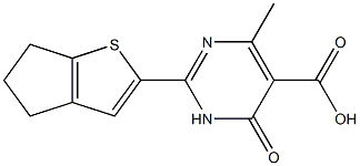 2-(5,6-dihydro-4H-cyclopenta[b]thien-2-yl)-4-methyl-6-oxo-1,6-dihydropyrimidine-5-carboxylic acid Struktur