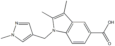 2,3-dimethyl-1-[(1-methyl-1H-pyrazol-4-yl)methyl]-1H-indole-5-carboxylic acid Struktur