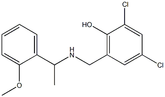 2,4-dichloro-6-({[1-(2-methoxyphenyl)ethyl]amino}methyl)phenol Struktur