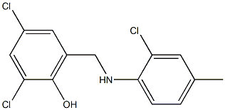 2,4-dichloro-6-{[(2-chloro-4-methylphenyl)amino]methyl}phenol Struktur