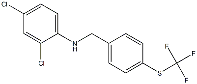 2,4-dichloro-N-({4-[(trifluoromethyl)sulfanyl]phenyl}methyl)aniline Struktur