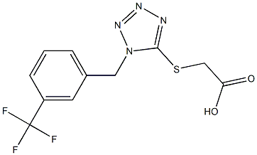 2-[(1-{[3-(trifluoromethyl)phenyl]methyl}-1H-1,2,3,4-tetrazol-5-yl)sulfanyl]acetic acid Struktur