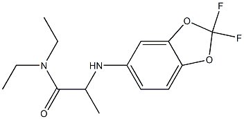 2-[(2,2-difluoro-2H-1,3-benzodioxol-5-yl)amino]-N,N-diethylpropanamide Struktur