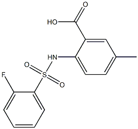 2-[(2-fluorobenzene)sulfonamido]-5-methylbenzoic acid Struktur