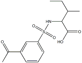 2-[(3-acetylbenzene)sulfonamido]-3-methylpentanoic acid Struktur