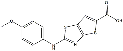 2-[(4-methoxyphenyl)amino]thieno[2,3-d][1,3]thiazole-5-carboxylic acid Struktur