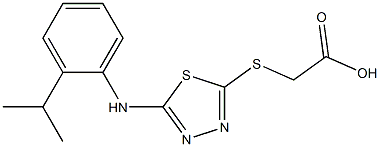 2-[(5-{[2-(propan-2-yl)phenyl]amino}-1,3,4-thiadiazol-2-yl)sulfanyl]acetic acid Struktur