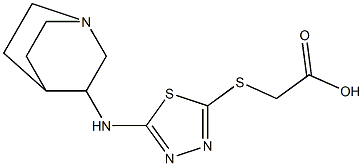 2-[(5-{1-azabicyclo[2.2.2]octan-3-ylamino}-1,3,4-thiadiazol-2-yl)sulfanyl]acetic acid Struktur