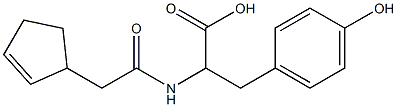 2-[(cyclopent-2-en-1-ylacetyl)amino]-3-(4-hydroxyphenyl)propanoic acid Struktur