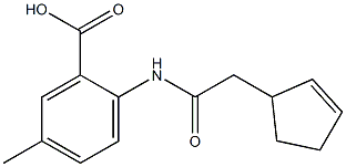 2-[2-(cyclopent-2-en-1-yl)acetamido]-5-methylbenzoic acid Struktur