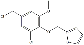 2-[2-chloro-4-(chloromethyl)-6-methoxyphenoxymethyl]thiophene Struktur