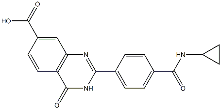 2-[4-(cyclopropylcarbamoyl)phenyl]-4-oxo-3,4-dihydroquinazoline-7-carboxylic acid Struktur