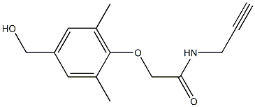 2-[4-(hydroxymethyl)-2,6-dimethylphenoxy]-N-(prop-2-yn-1-yl)acetamide Struktur