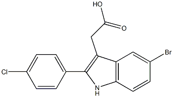 2-[5-bromo-2-(4-chlorophenyl)-1H-indol-3-yl]acetic acid Struktur