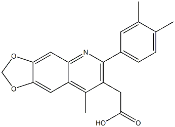 2-[6-(3,4-dimethylphenyl)-8-methyl-2H-[1,3]dioxolo[4,5-g]quinolin-7-yl]acetic acid Struktur