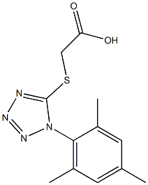 2-{[1-(2,4,6-trimethylphenyl)-1H-1,2,3,4-tetrazol-5-yl]sulfanyl}acetic acid Struktur