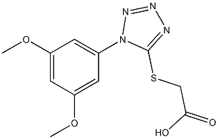 2-{[1-(3,5-dimethoxyphenyl)-1H-1,2,3,4-tetrazol-5-yl]sulfanyl}acetic acid Struktur