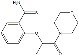 2-{[1-(morpholin-4-yl)-1-oxopropan-2-yl]oxy}benzene-1-carbothioamide Struktur