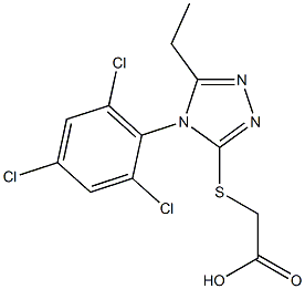 2-{[5-ethyl-4-(2,4,6-trichlorophenyl)-4H-1,2,4-triazol-3-yl]sulfanyl}acetic acid Struktur