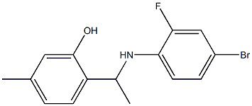 2-{1-[(4-bromo-2-fluorophenyl)amino]ethyl}-5-methylphenol Struktur