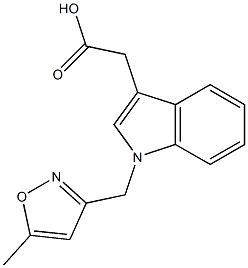 2-{1-[(5-methyl-1,2-oxazol-3-yl)methyl]-1H-indol-3-yl}acetic acid Struktur