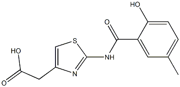 2-{2-[(2-hydroxy-5-methylbenzene)amido]-1,3-thiazol-4-yl}acetic acid Struktur