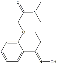 2-{2-[1-(hydroxyimino)propyl]phenoxy}-N,N-dimethylpropanamide Struktur