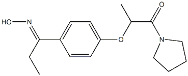 2-{4-[1-(hydroxyimino)propyl]phenoxy}-1-(pyrrolidin-1-yl)propan-1-one Struktur