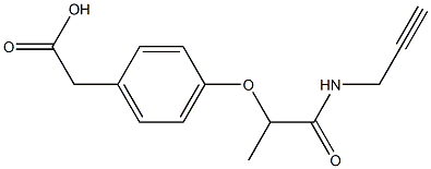 2-{4-[1-(prop-2-yn-1-ylcarbamoyl)ethoxy]phenyl}acetic acid Struktur