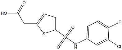 2-{5-[(3-chloro-4-fluorophenyl)sulfamoyl]thiophen-2-yl}acetic acid Struktur