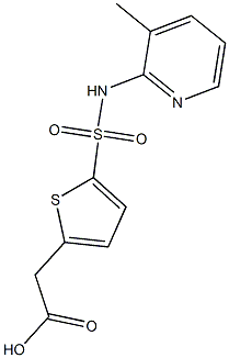 2-{5-[(3-methylpyridin-2-yl)sulfamoyl]thiophen-2-yl}acetic acid Struktur