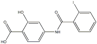 2-hydroxy-4-[(2-iodobenzoyl)amino]benzoic acid Struktur