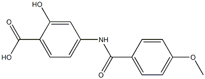 2-hydroxy-4-[(4-methoxybenzoyl)amino]benzoic acid Struktur