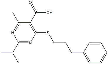 2-isopropyl-4-methyl-6-[(3-phenylpropyl)thio]pyrimidine-5-carboxylic acid Struktur