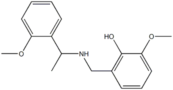 2-methoxy-6-({[1-(2-methoxyphenyl)ethyl]amino}methyl)phenol Struktur