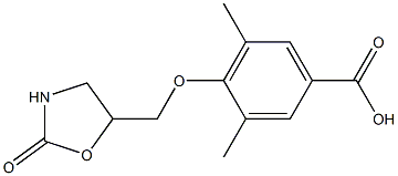 3,5-dimethyl-4-[(2-oxo-1,3-oxazolidin-5-yl)methoxy]benzoic acid Struktur