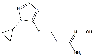 3-[(1-cyclopropyl-1H-1,2,3,4-tetrazol-5-yl)sulfanyl]-N'-hydroxypropanimidamide Struktur