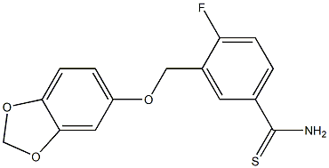 3-[(2H-1,3-benzodioxol-5-yloxy)methyl]-4-fluorobenzene-1-carbothioamide Struktur