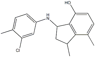 3-[(3-chloro-4-methylphenyl)amino]-1,7-dimethyl-2,3-dihydro-1H-inden-4-ol Struktur